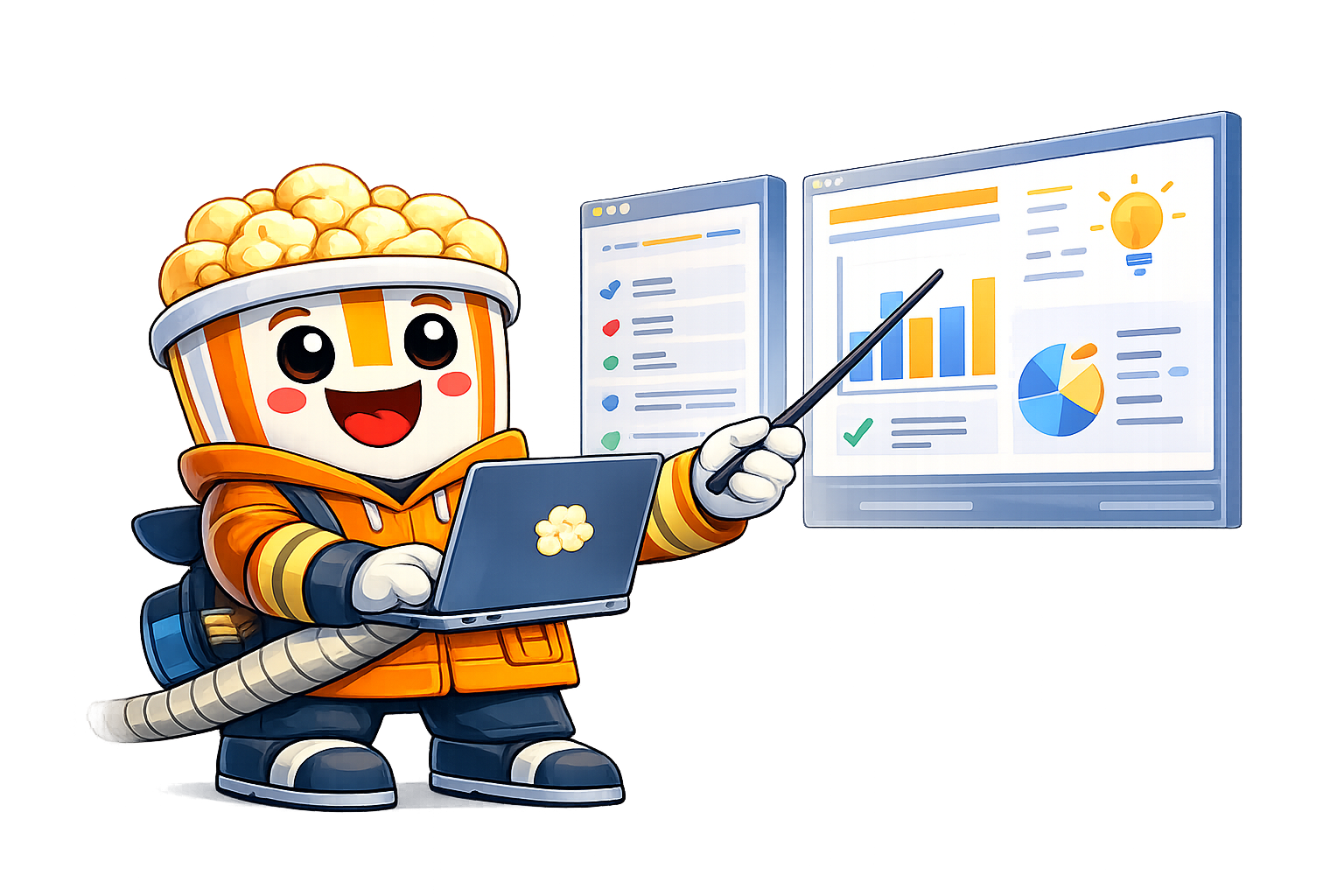 Mascotte Popcorn SEO — cockpit & reporting
