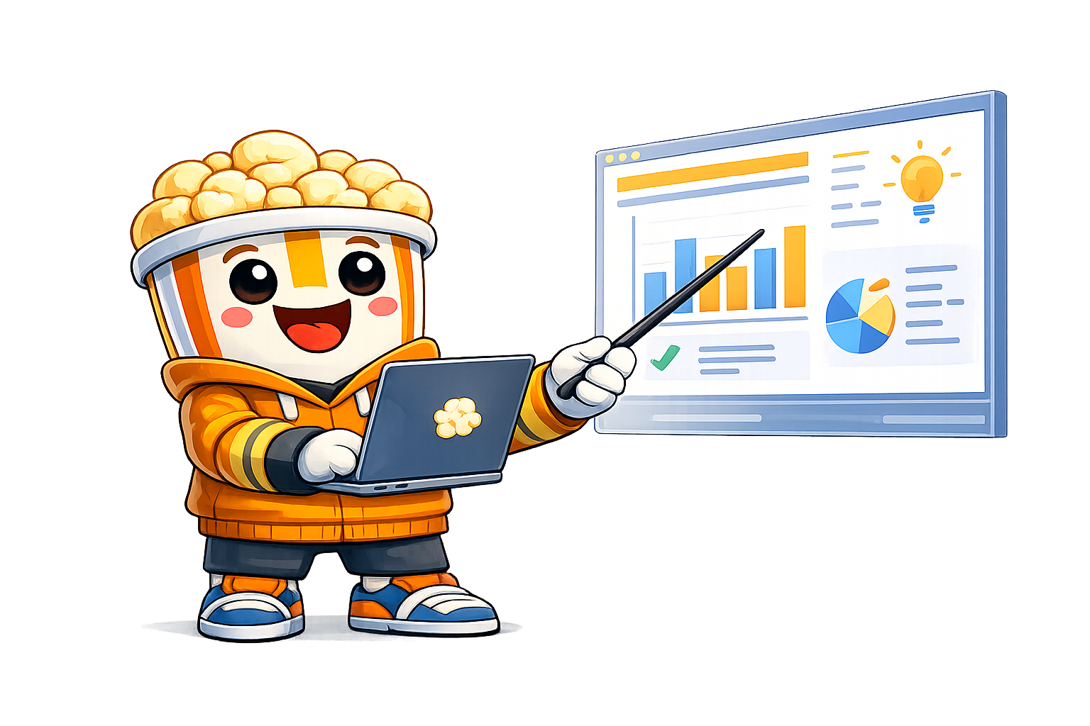Mascotte Popcorn SEO formateur ressources